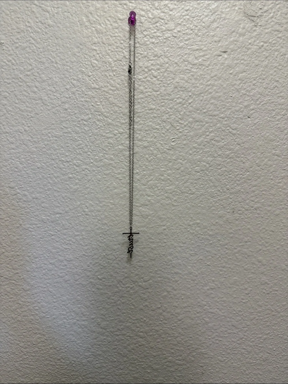 Silver Cross Wall Hanging Necklace Decor - Unbranded